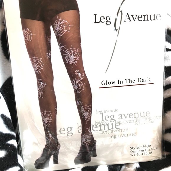 Leg Avenue Accessories - *LEG AVENUE  #7260 Glow in The Dark Spiderweb Pantyhose  Discontinued NOS NWT